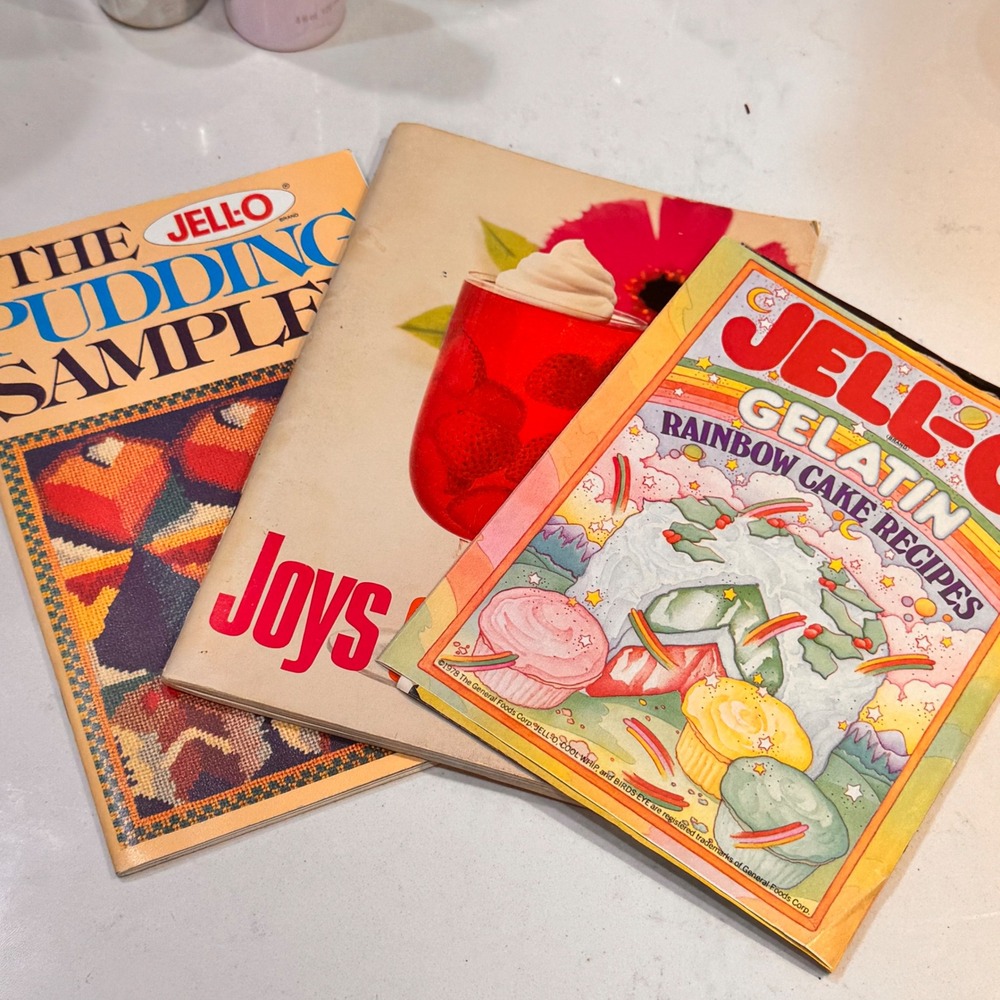 1970s Vintage JELL-O Recipe Book Lot of 3 Pudding Gelatin Joy‎ Paperback Set